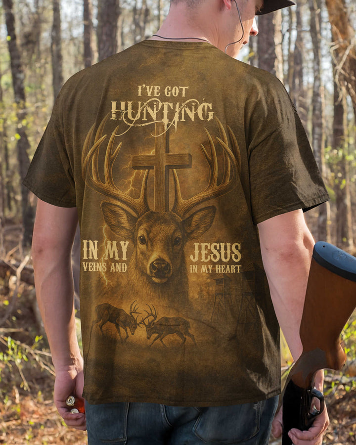 I've Got Hunting In My Veins And Jesus In My Heart All Over Print T-Shirt