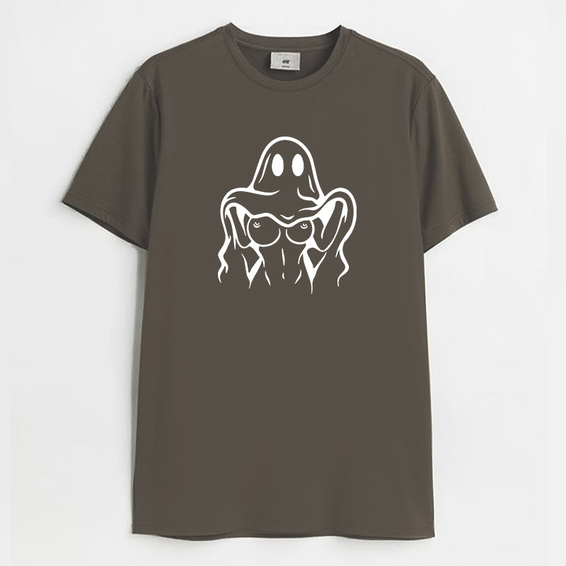 Naughty Ghost Sexy Boobs Graphic Print T-Shirt