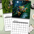 🐸 2027 Funny Frog Wall Calendar, 12-Month Spiral Planner With Notes