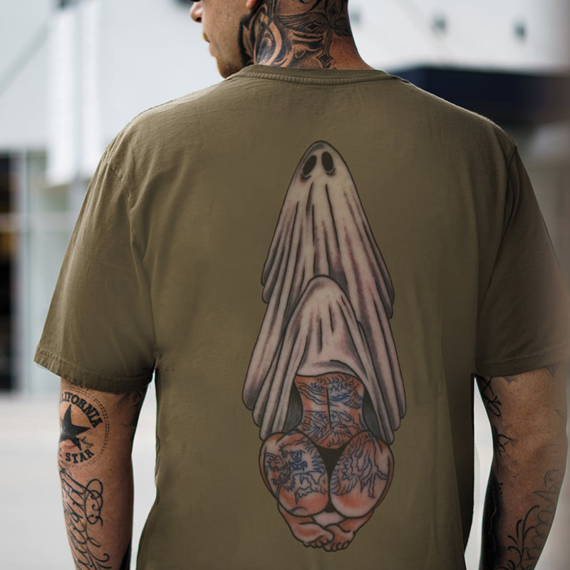 Oral Sex with Tattooed Ghost Dirty Love Black Print T-shirt