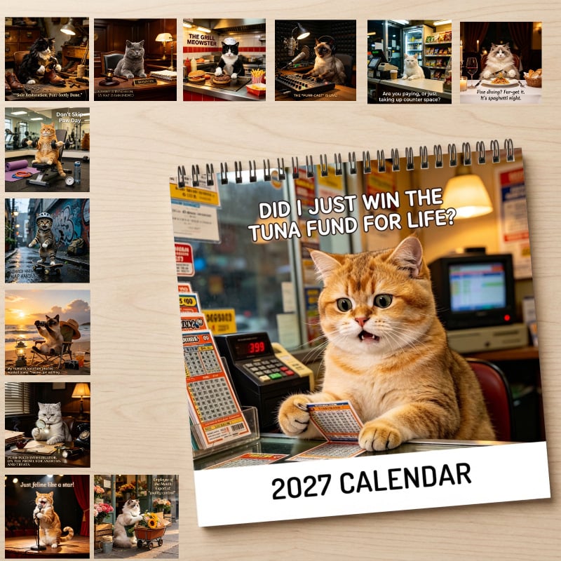 🐱 2027 Cat Wall Calendar – Cute Cats Monthly Calendar for Cat Lovers
