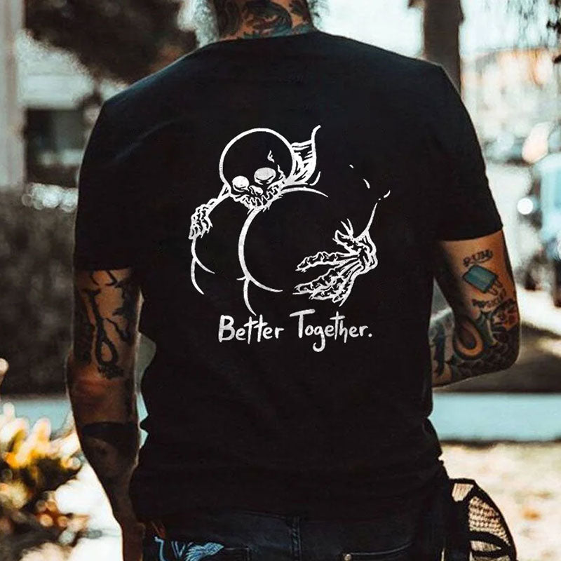 Better Together Skull and Butt Casual Graphic Print T-shirt