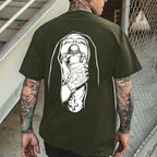 Chokehold Nun Religious Pattern Casual Black Print T-shirt