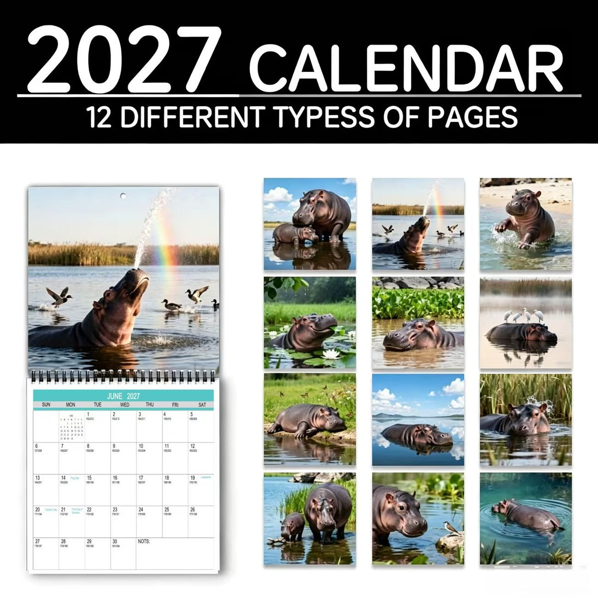🦛2027 Hippo Calendar