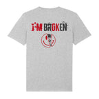 I'M BROKEN and Smiling Face Skull Graphic Casual Black and White Print T-shirt