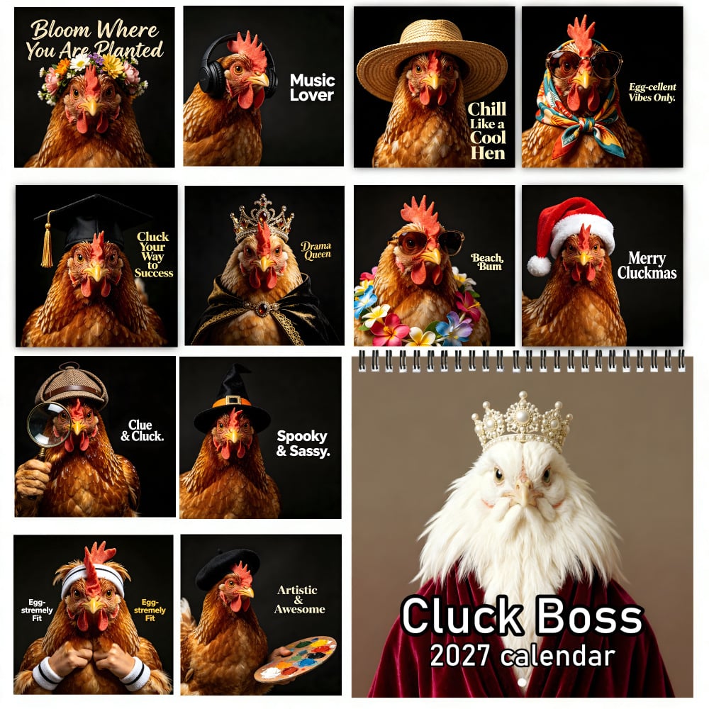 🐔 2027 Cluck Boss Calendar – 12 Months of Hilarious Chicken Portraits & Quirky Personalities