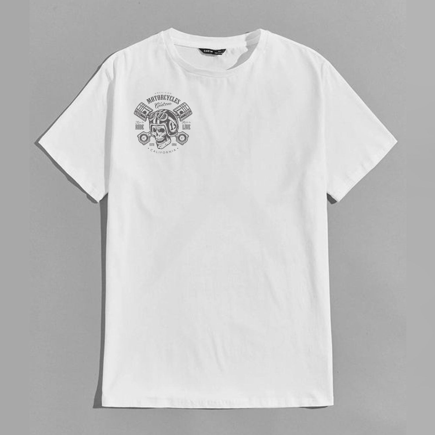 Modern Motorcycles Ride to Live White Print T-shirt