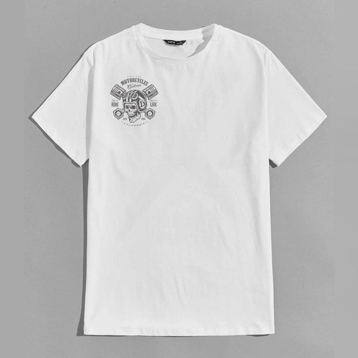 Modern Motorcycles Ride to Live White Print T-shirt