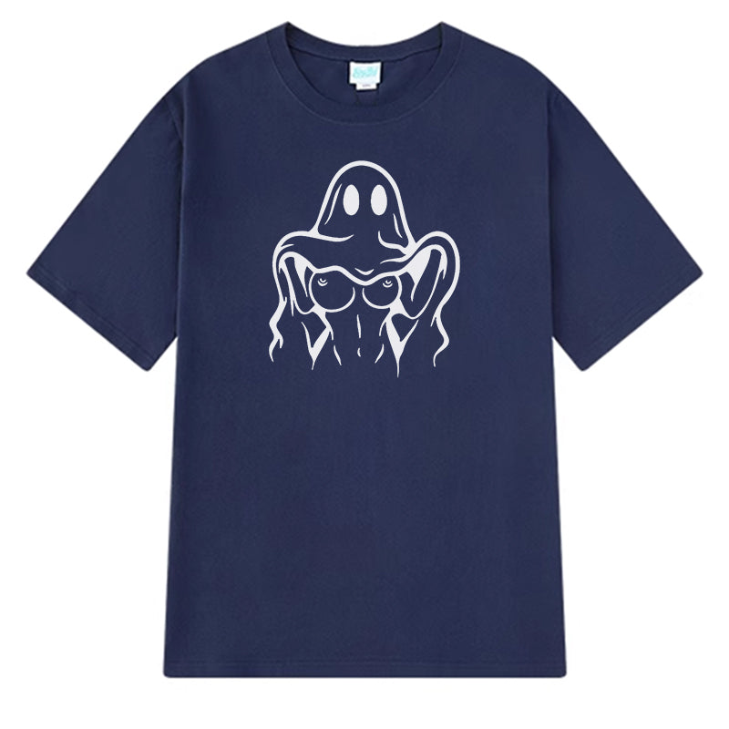 Naughty Ghost Sexy Boobs Graphic Print T-Shirt
