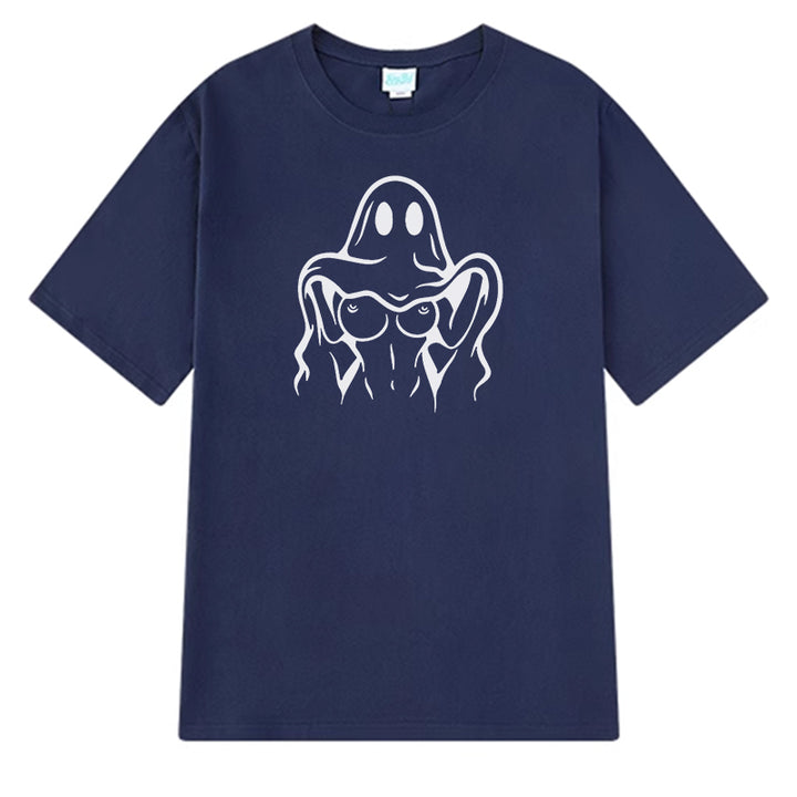 Naughty Ghost Sexy Boobs Graphic Print T-Shirt