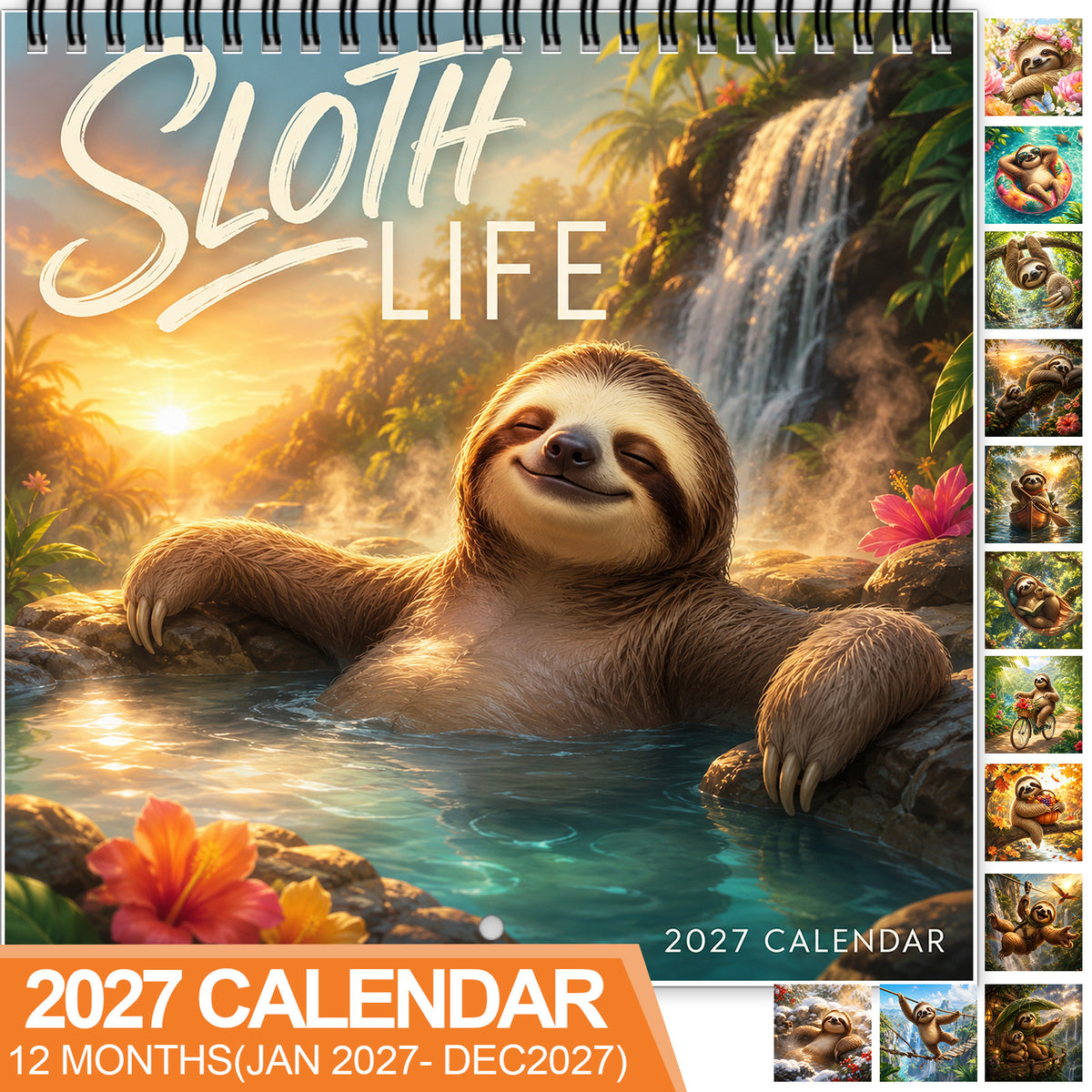 2027 Sloth Life Wall Calendar