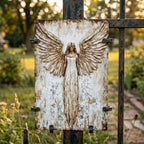 🕊️ Rustic Guardian Angel Metal Wall Art