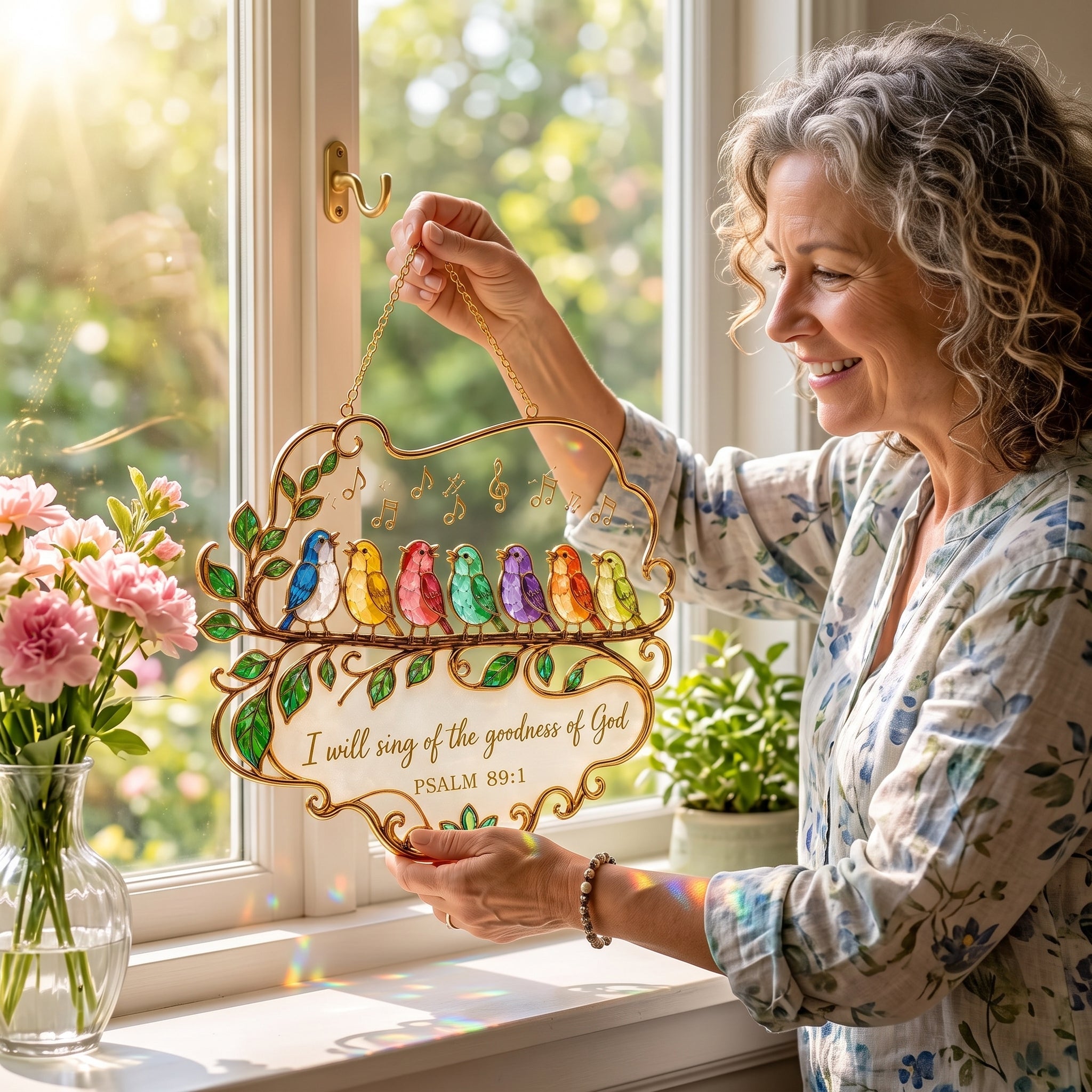 Psalm 89:1 Songbird Window Hanging Suncatcher