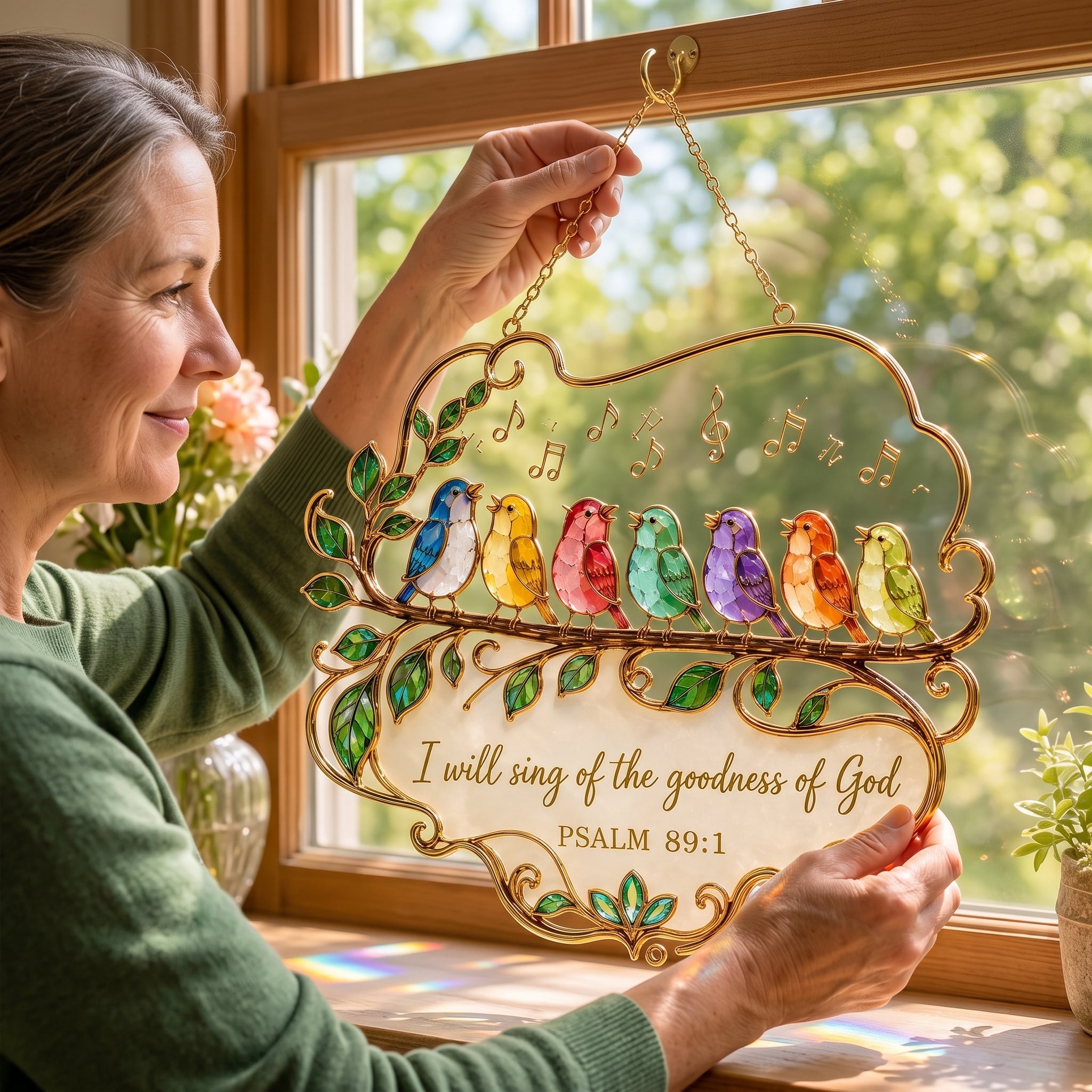 Psalm 89:1 Songbird Window Hanging Suncatcher