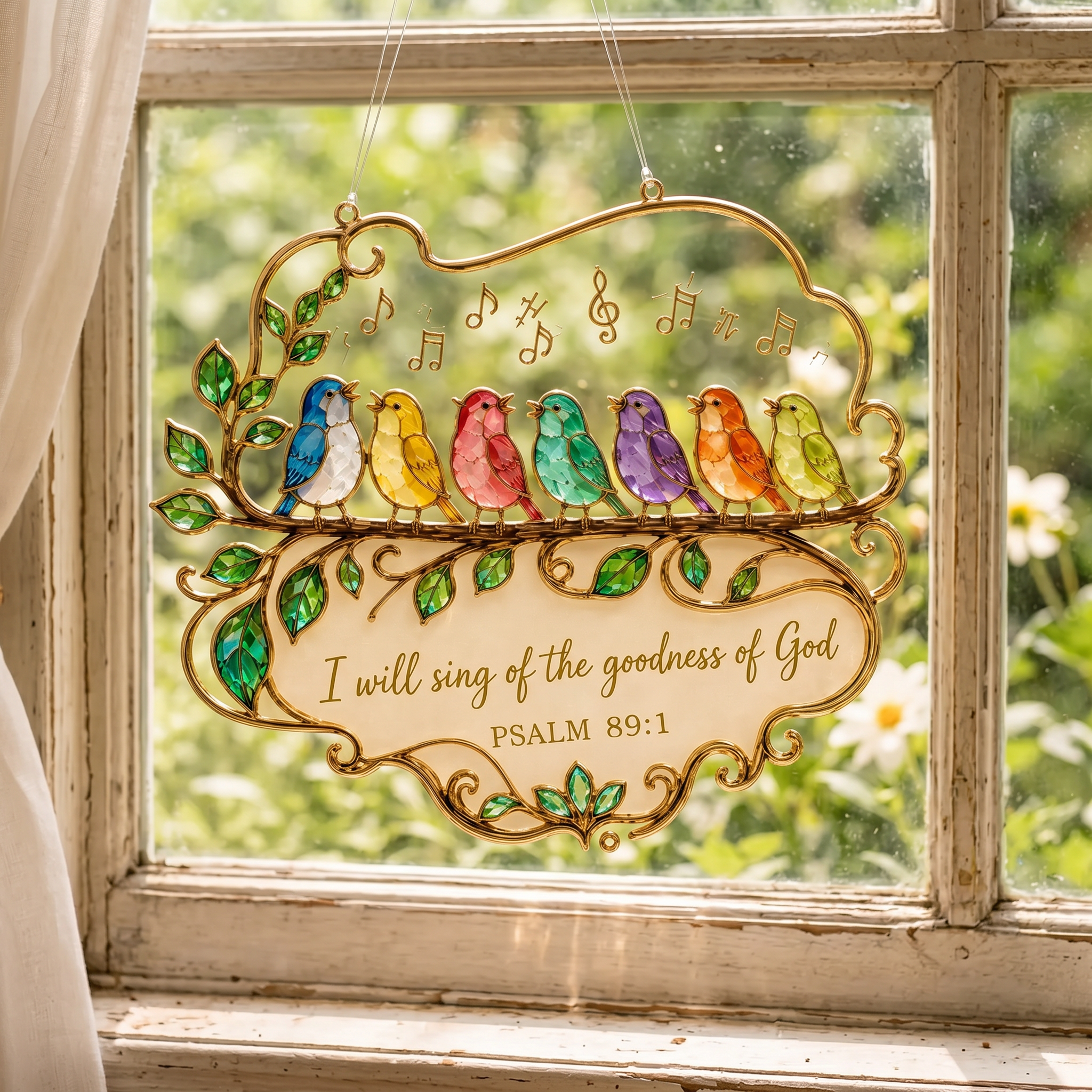 Psalm 89:1 Songbird Window Hanging Suncatcher